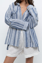 Load image into Gallery viewer, Vintage x JONES NY Blue, White Striped Linen Buttonup (S-XL)