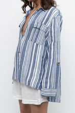 Load image into Gallery viewer, Vintage x JONES NY Blue, White Striped Linen Buttonup (S-XL)