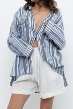 Load image into Gallery viewer, Vintage x JONES NY Blue, White Striped Linen Buttonup (S-XL)