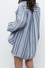 Load image into Gallery viewer, Vintage x JONES NY Blue, White Striped Linen Buttonup (S-XL)