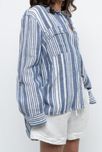 Load image into Gallery viewer, Vintage x JONES NY Blue, White Striped Linen Buttonup (S-XL)
