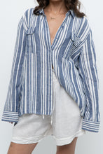 Load image into Gallery viewer, Vintage x JONES NY Blue, White Striped Linen Buttonup (S-XL)