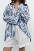 Load image into Gallery viewer, Vintage x JONES NY Blue, White Striped Linen Buttonup (S-XL)