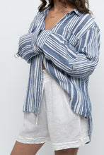 Load image into Gallery viewer, Vintage x JONES NY Blue, White Striped Linen Buttonup (S-XL)