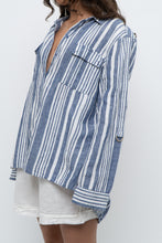 Load image into Gallery viewer, Vintage x JONES NY Blue, White Striped Linen Buttonup (S-XL)