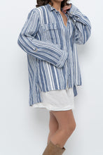 Load image into Gallery viewer, Vintage x JONES NY Blue, White Striped Linen Buttonup (S-XL)