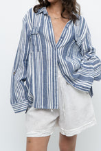 Load image into Gallery viewer, Vintage x JONES NY Blue, White Striped Linen Buttonup (S-XL)