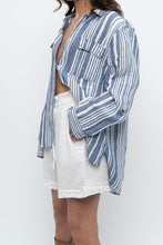 Load image into Gallery viewer, Vintage x JONES NY Blue, White Striped Linen Buttonup (S-XL)