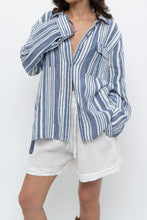 Load image into Gallery viewer, Vintage x JONES NY Blue, White Striped Linen Buttonup (S-XL)