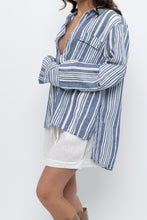 Load image into Gallery viewer, Vintage x JONES NY Blue, White Striped Linen Buttonup (S-XL)