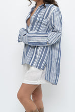 Load image into Gallery viewer, Vintage x JONES NY Blue, White Striped Linen Buttonup (S-XL)