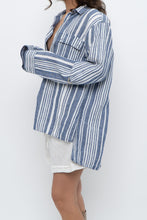 Load image into Gallery viewer, Vintage x JONES NY Blue, White Striped Linen Buttonup (S-XL)