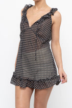 Load image into Gallery viewer, Vintage x LA VIE EN ROSE Grey Polkadot Sheer Mini Slip (S)