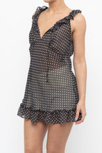 Load image into Gallery viewer, Vintage x LA VIE EN ROSE Grey Polkadot Sheer Mini Slip (S)