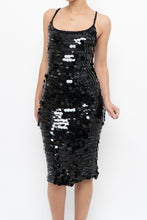 Load image into Gallery viewer, Vintage x Black Crochet Sequin Midi Dress (XS, S)