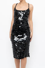 Load image into Gallery viewer, Vintage x Black Crochet Sequin Midi Dress (XS, S)