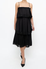 Load image into Gallery viewer, Vintage x Black Tiered Lace Midi Dress (XS-M)