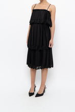 Load image into Gallery viewer, Vintage x Black Tiered Lace Midi Dress (XS-M)