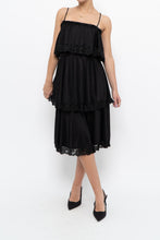 Load image into Gallery viewer, Vintage x Black Tiered Lace Midi Dress (XS-M)
