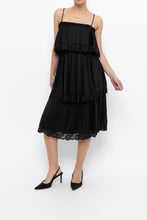 Load image into Gallery viewer, Vintage x Black Tiered Lace Midi Dress (XS-M)