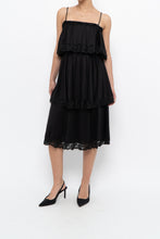 Load image into Gallery viewer, Vintage x Black Tiered Lace Midi Dress (XS-M)
