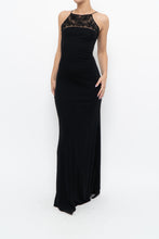 Load image into Gallery viewer, Vintage x Made in France x Black Mesh Embroidered Gown (XS)