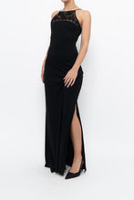 Load image into Gallery viewer, Vintage x Made in France x Black Mesh Embroidered Gown (XS)