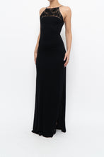 Load image into Gallery viewer, Vintage x Made in France x Black Mesh Embroidered Gown (XS)