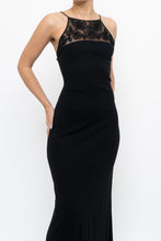 Load image into Gallery viewer, Vintage x Made in France x Black Mesh Embroidered Gown (XS)