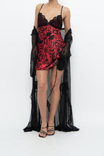 Load image into Gallery viewer, Vintage x Black, Red Floral Back-Tie Satin Mini (S)