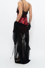 Load image into Gallery viewer, Vintage x Black, Red Floral Back-Tie Satin Mini (S)