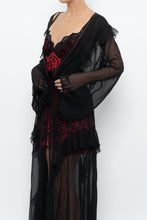 Load image into Gallery viewer, Vintage x VICTORIA'S SECRET Black Sheer Studded Robe (M, L)