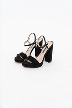 Load image into Gallery viewer, STUART WEITZMAN x Black Suede Platform Heels (8, 8.5)