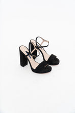 Load image into Gallery viewer, STUART WEITZMAN x Black Suede Platform Heels (8, 8.5)