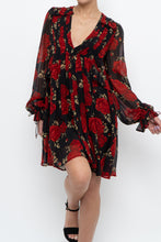 Load image into Gallery viewer, THE KOOPLES x Black, Red Floral Mini Dress (XS, S)