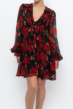 Load image into Gallery viewer, THE KOOPLES x Black, Red Floral Mini Dress (XS, S)