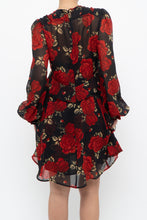 Load image into Gallery viewer, THE KOOPLES x Black, Red Floral Mini Dress (XS, S)