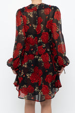 Load image into Gallery viewer, THE KOOPLES x Black, Red Floral Mini Dress (XS, S)