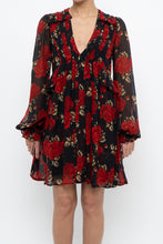 Load image into Gallery viewer, THE KOOPLES x Black, Red Floral Mini Dress (XS, S)