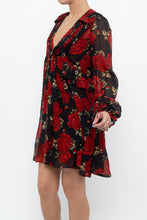Load image into Gallery viewer, THE KOOPLES x Black, Red Floral Mini Dress (XS, S)