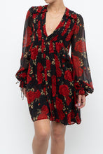 Load image into Gallery viewer, THE KOOPLES x Black, Red Floral Mini Dress (XS, S)