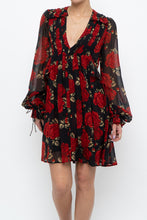Load image into Gallery viewer, THE KOOPLES x Black, Red Floral Mini Dress (XS, S)
