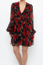 Load image into Gallery viewer, THE KOOPLES x Black, Red Floral Mini Dress (XS, S)