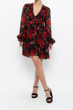 Load image into Gallery viewer, THE KOOPLES x Black, Red Floral Mini Dress (XS, S)
