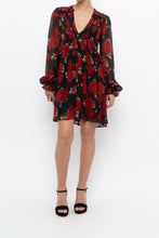 Load image into Gallery viewer, THE KOOPLES x Black, Red Floral Mini Dress (XS, S)