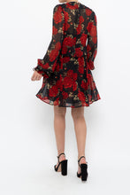 Load image into Gallery viewer, THE KOOPLES x Black, Red Floral Mini Dress (XS, S)