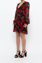 Load image into Gallery viewer, THE KOOPLES x Black, Red Floral Mini Dress (XS, S)