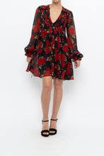 Load image into Gallery viewer, THE KOOPLES x Black, Red Floral Mini Dress (XS, S)
