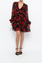 Load image into Gallery viewer, THE KOOPLES x Black, Red Floral Mini Dress (XS, S)
