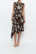 Load image into Gallery viewer, Vintage x Silk Brown Floral Midi Dress (L)